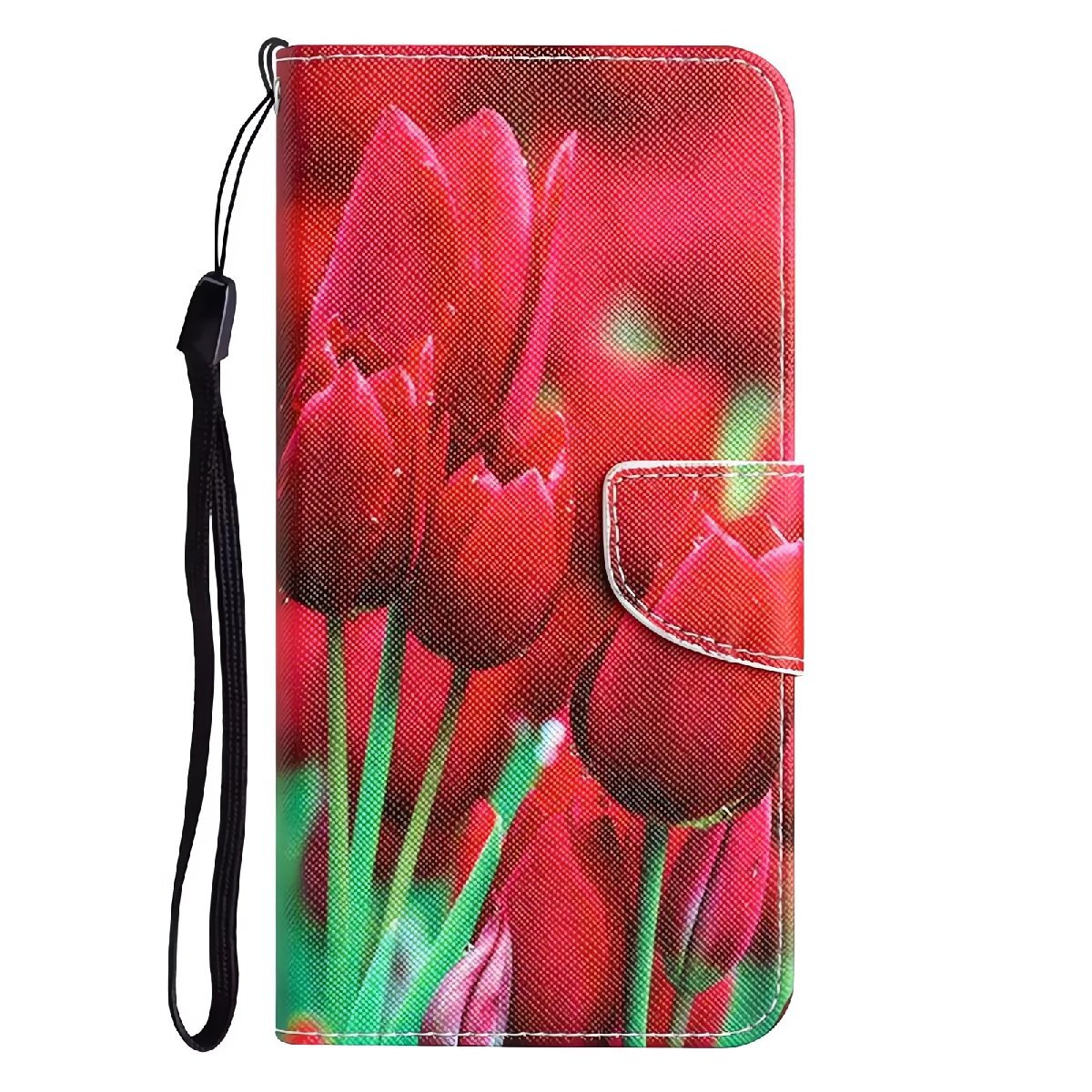 チューリップ iPhone対応 全機種互換品 手帳型 スマホケース 花柄 フラワー カード収納 ストラップ付き 高画質プリント PUレザー拍卖