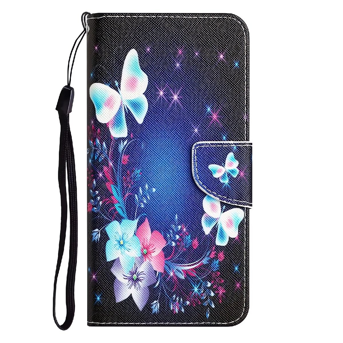 蝶柄 花柄 iPhone 16 Pro Max 手帳型 スマホケース バタフライ カード収納 ストラップ付き 高画質プリント PUレザー拍卖