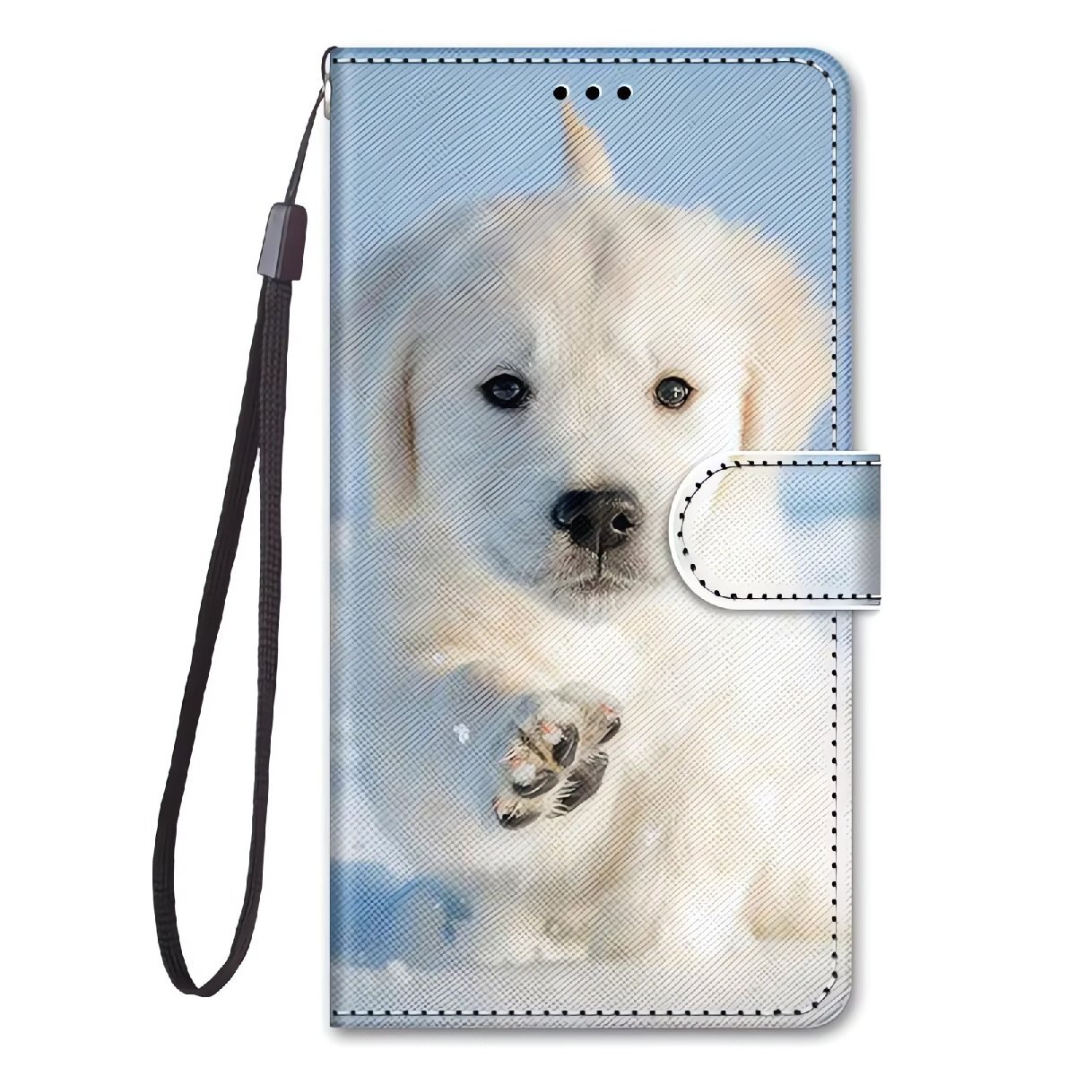 ゴールデン レトリバー iPhone 15 Pro 手帳型 スマホケース 子犬 白い犬 カード収納 ストラップ付き 高画質プリント PUレザー拍卖