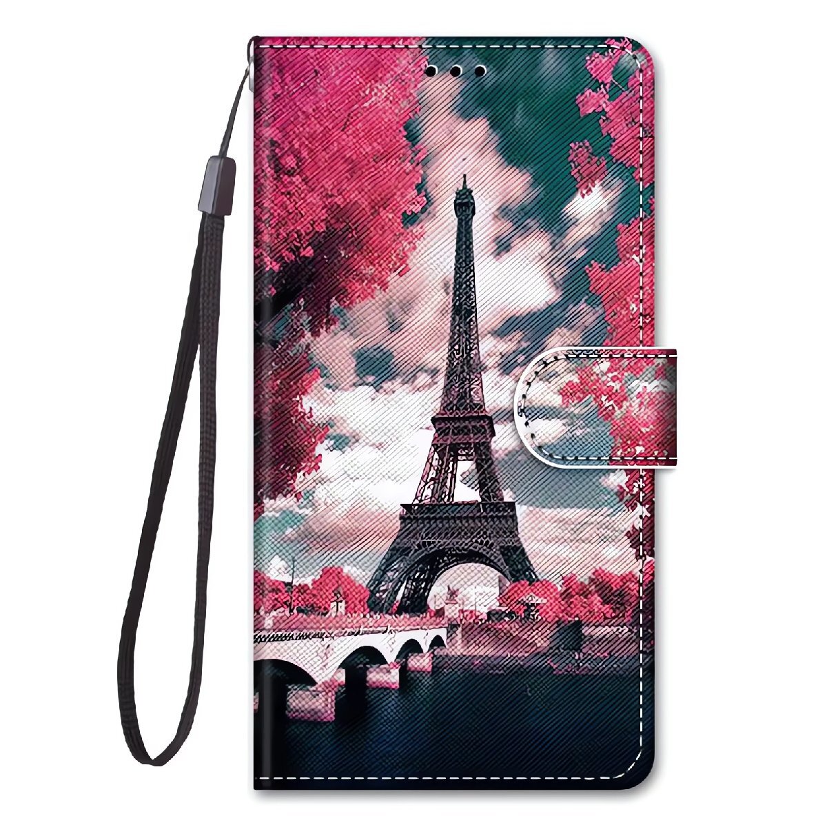 iPhone 14 エッフェル塔 パリ 手帳型 スマホケース 風景 セーヌ川 カード収納 ストラップ付き 高画質プリント PUレザー拍卖
