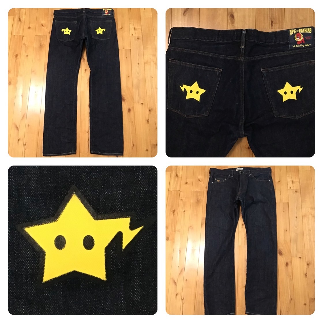 BAPESTA Denim Pantst Lサイズ a bathing ape star BAPE STA デニム パンツ エイプ ベイプ アベイシングエイプ スター NIGO y78拍卖