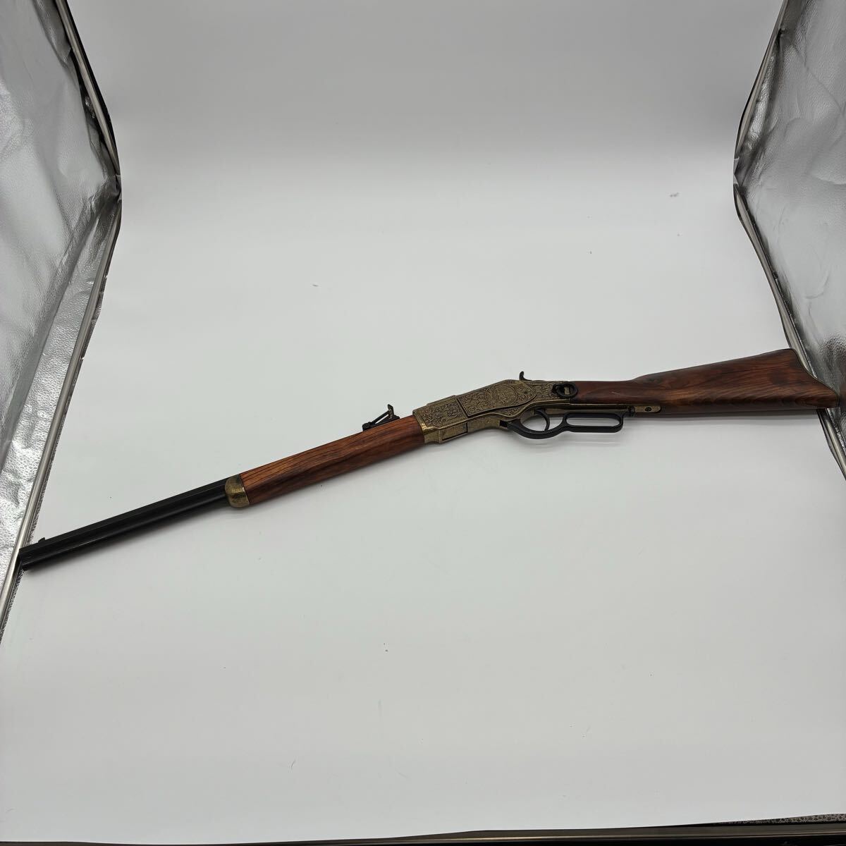 0210 アンティーク DENIX M73カービン 彫刻 ウィンチェスター 装飾銃 モデルガン デニックス M1873 古式銃 レプリカ拍卖