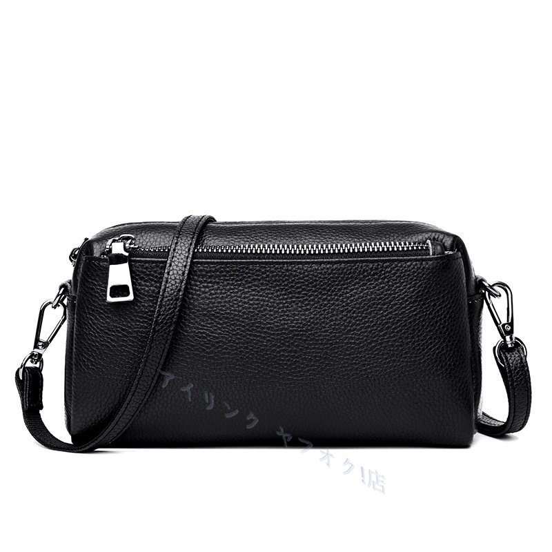 ☆新品レディース 本革 牛革 ショルダーバッグ レザー ブラック スマホポーチ ミニバッグ ポシェット 肩掛け 斜め掛け 牛革 ブラック拍卖