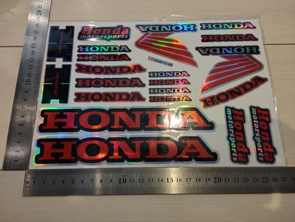HONDAステッカー 約20枚セット(1シート分) バイクステッカー  防水  ホンダステッカー  ヘルメット レインボーカラー ホログラム拍卖
