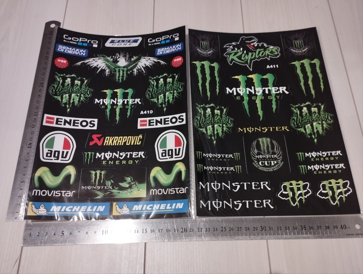 モンスターエナジーステッカー  2シート分 レーシングステッカー バイクステッカー   ガレージ  工具箱 ヘルメットステッカー拍卖