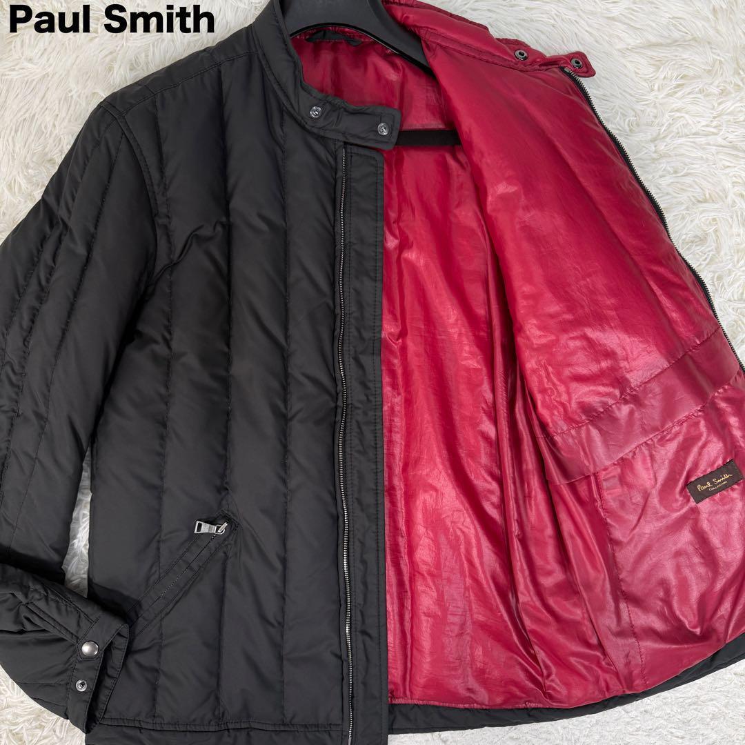 未使用級 希少L Paul Smith COLLECTION シングルライダース キルティング ダウンジャケット ブルゾン ブラック ポールスミスコレクション拍卖