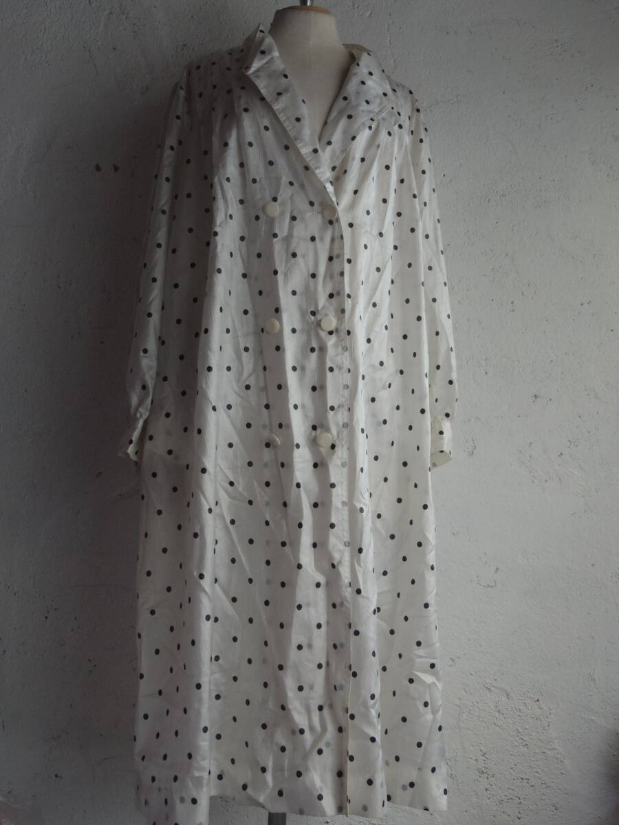 古着♪レトロVintage水玉ドットモダンコートワンピ♪昭和レトロワンピース70s60s70年代60年代昭和レトロビンテージクラシカルワンピ拍卖