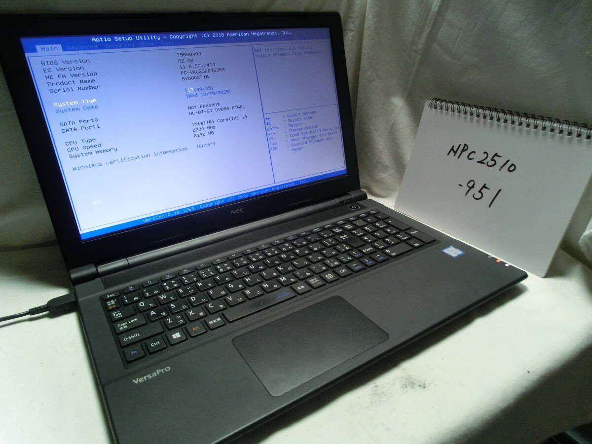 【ジャンク】NEC VersaPro PC-VKL23FB7S3R3(液晶不調)/Intel Core i3-7020U/メモリ8GB/ストレージ無/管:NPC2510-951拍卖