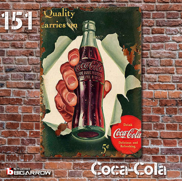 151 ブリキ看板 20×30㎝ Coca-Cola コカ・コーラ ガレージ メタルプレート アメリカンインテリア USフェンス 世田谷ベース拍卖
