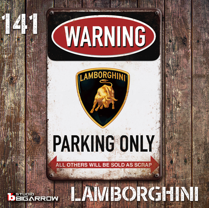 141 ブリキ看板 20×30㎝ LAMBORGHINI ランボルギーニ ガレージ メタルプレート アメリカンインテリア USフェンス 世田谷ベース拍卖