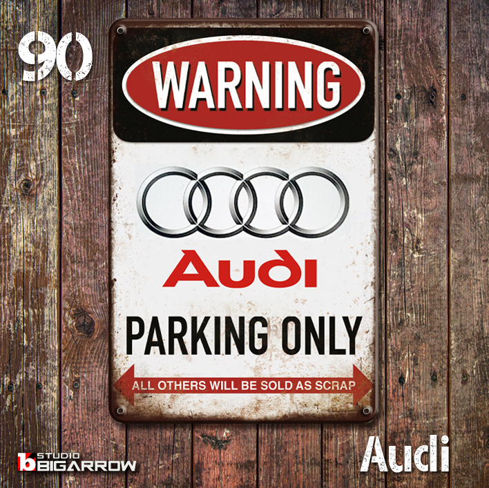 90 ブリキ看板 20×30㎝ AUDI アウディ ガレージ メタルプレート アメリカンインテリア USフェンス 世田谷ベース拍卖
