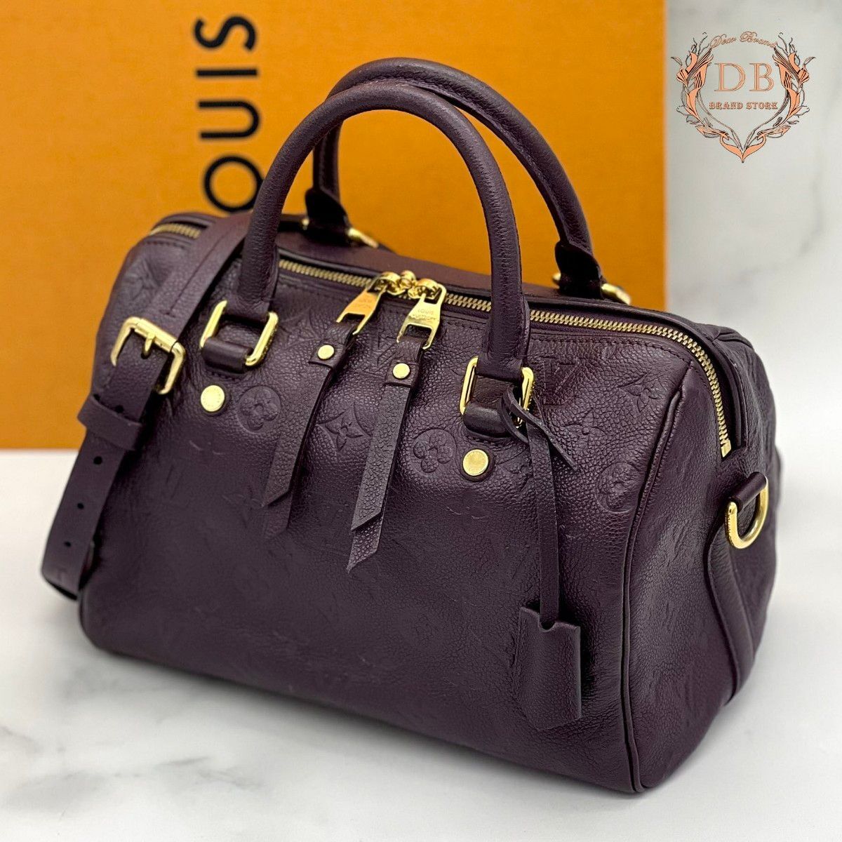 ルイヴィトン アンプラント スピーディ25 モノグラム ダークパープル カシス Louis Vuitton レディース バッグ 紫 鑑定済 2way ハンド Auth拍卖