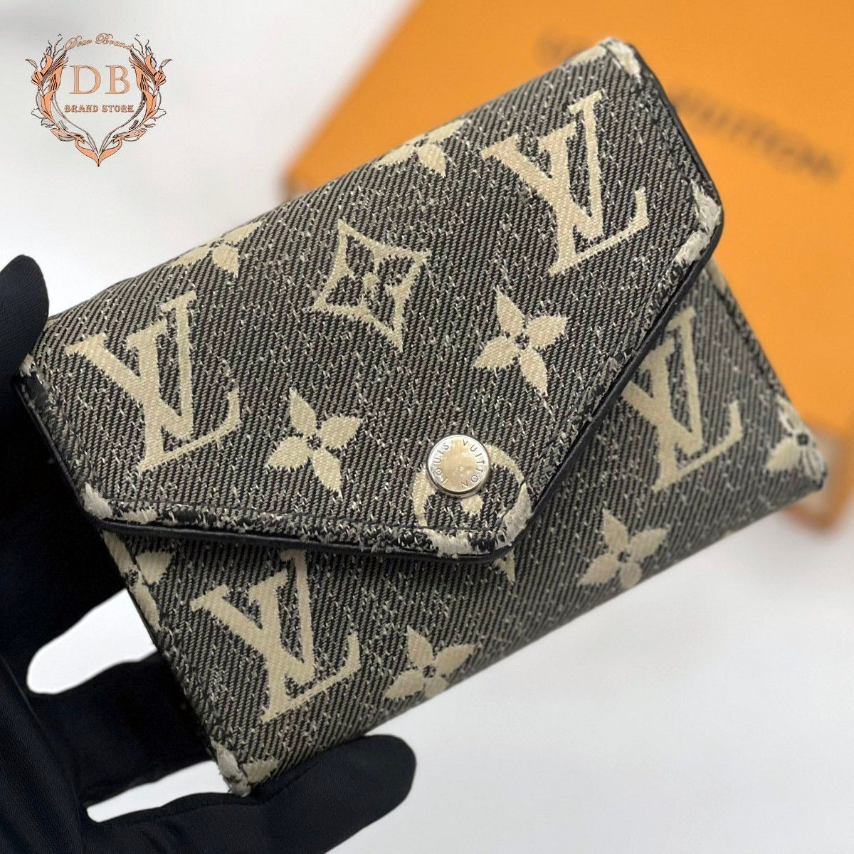 ルイヴィトン ジャガードデニム ヴィクトリーヌ コンパクトウォレット グレーLouis Vuitton レディース 財布 3つ折 鑑定済み ゴールド金具拍卖