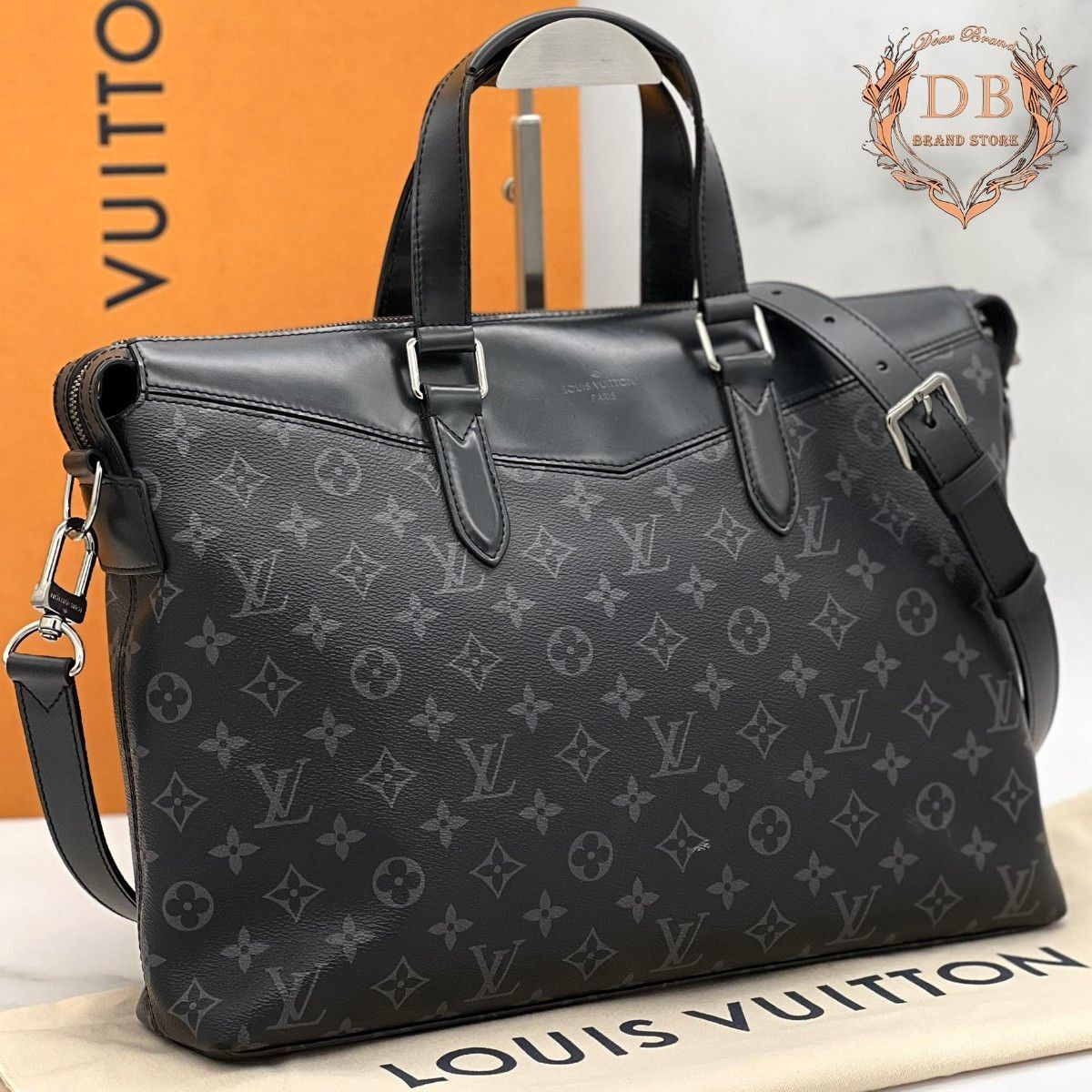 ルイヴィトン モノグラム エクリプス エクスプローラー ビジネス ブリーフケース LouisVuitton メンズ バッグ 斜め掛 鑑定済み 正規品 Auth拍卖