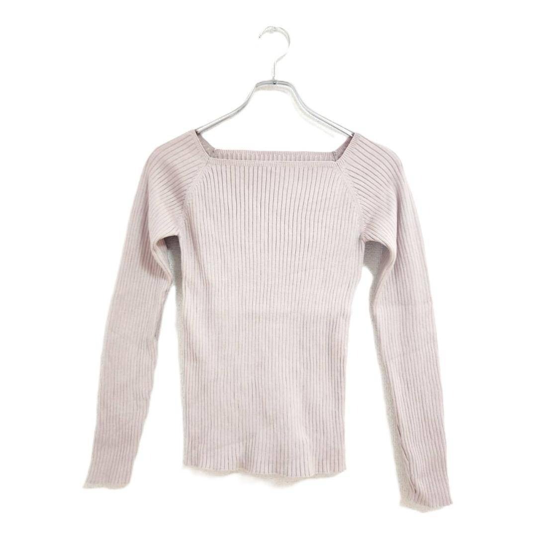 新品 GRL ニット ピンク S リブ編み スクエアネック 長袖 おしゃれ 秋拍卖
