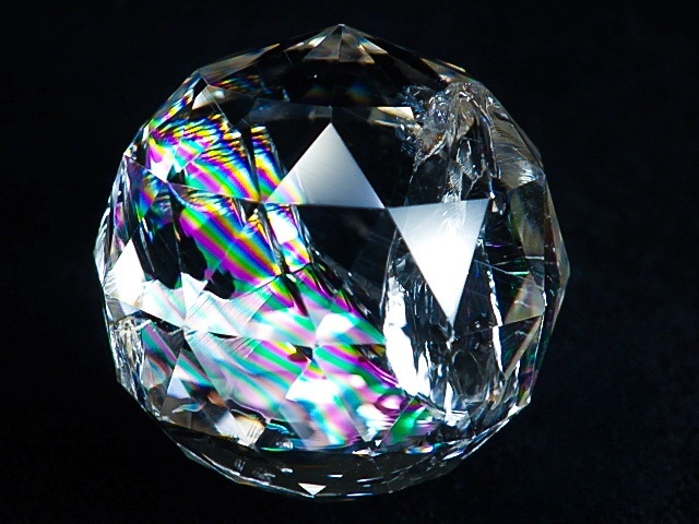 ★ヒマラヤ産 極上★虹入り水晶玉カット★26mm/113ct★レインボークリスタルボールスフィアアイリスクォーツ天然石丸玉鉱物kamesan拍卖