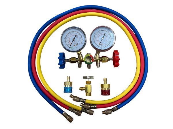 ◆送料無料! 缶切りバルブ付 R1234yf(HFO1234yf)マニホールドゲージ エアコンガスチャージ拍卖