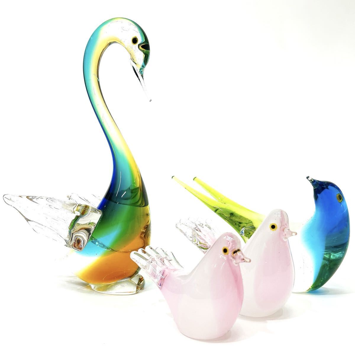 Multi Glass マルティグラス 鳥 4点セット オブジェ ガラス 細工 工芸 arc依頼星1010拍卖