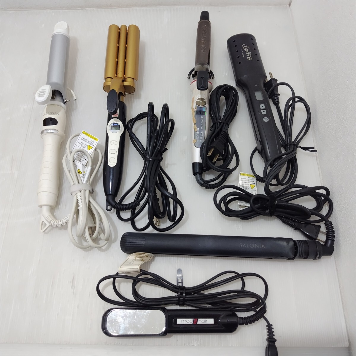 D(1008i11) ヘアアイロン 6点まとめ SALONIA TESCOM 等 ストレートアイロン カールアイロン まとめ売り ●通電のみ確認OK拍卖
