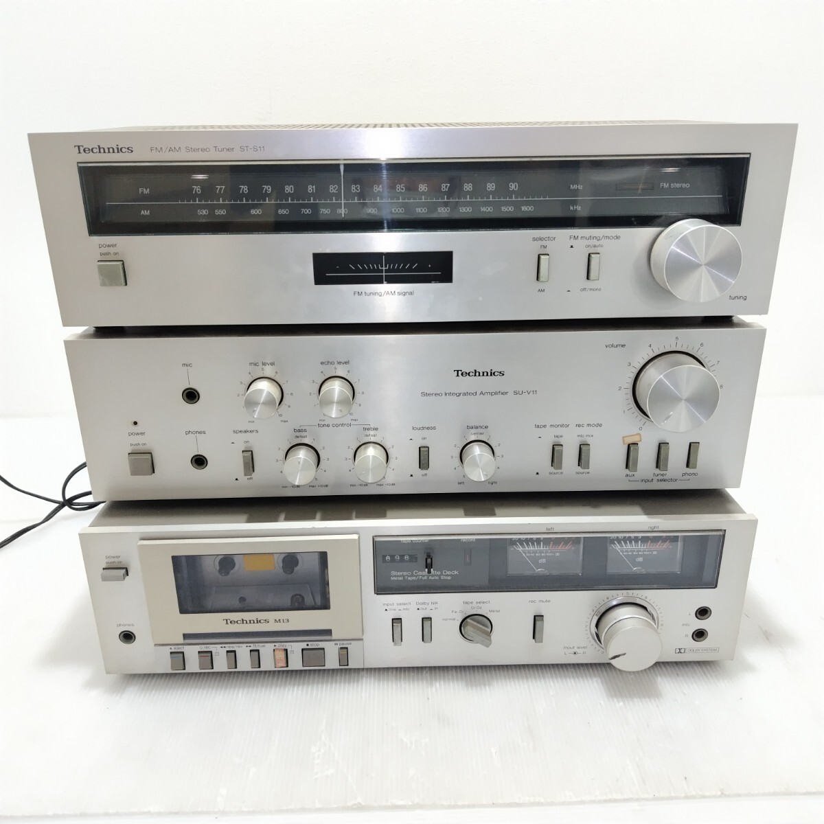 D(1027i12) Technics カセットデッキ ステレオアンプ チューナー 3点セット/RS-M13/SU-V11/ST-S11 オーディオ機器 まとめ●通電のみ確認OK拍卖