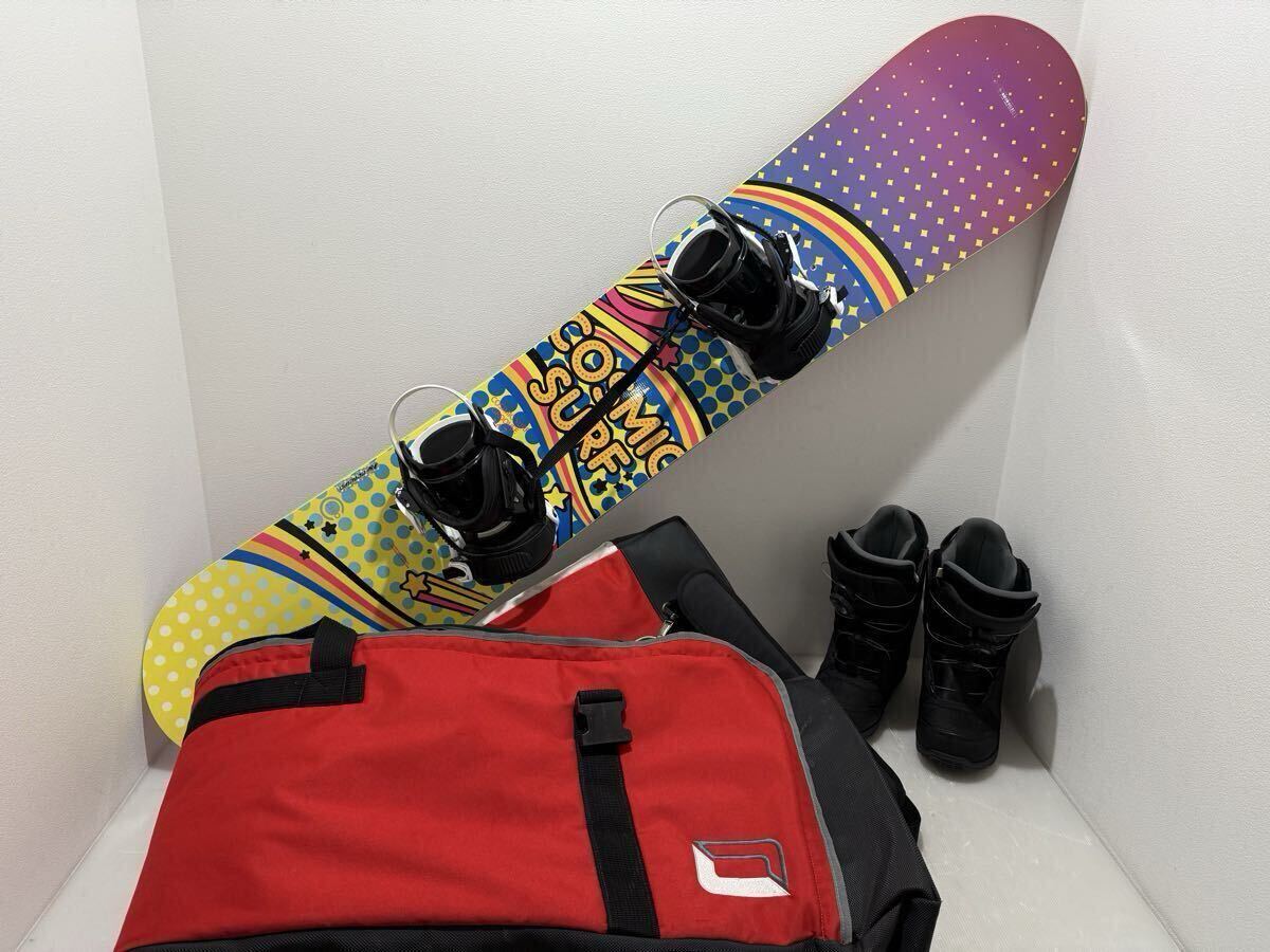 D(1009y9) COSMIC SURF コスミックサーフ スノーボード 板 ビンディング VISIONPEAKS ビジョンピークス ブーツ 23.5 レディース スノセット拍卖