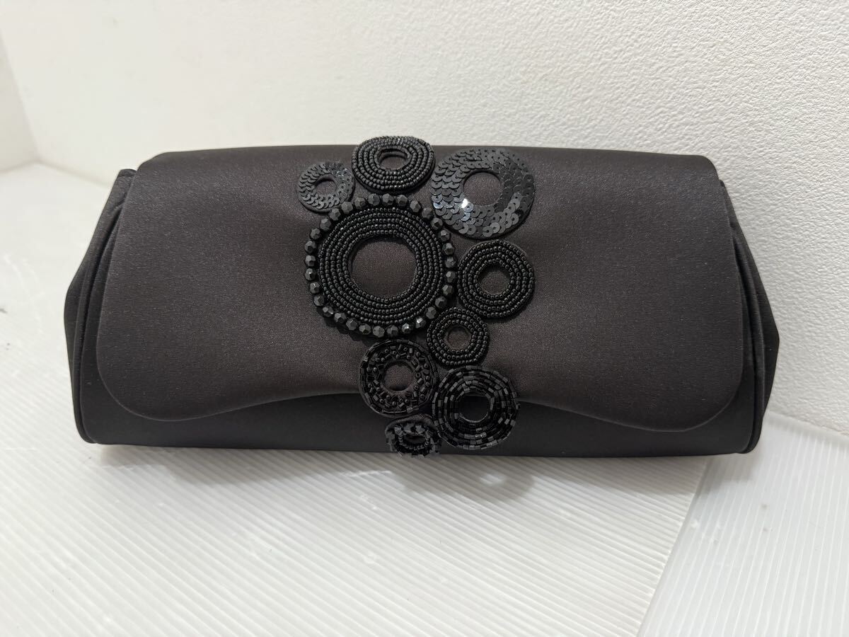 D(1030y11) ☆美品☆ HANAE MORI ハナエモリ パーティー バッグ クラッチバッグ ショルダーバッグ 黒 ブラック レディース フォーマル拍卖