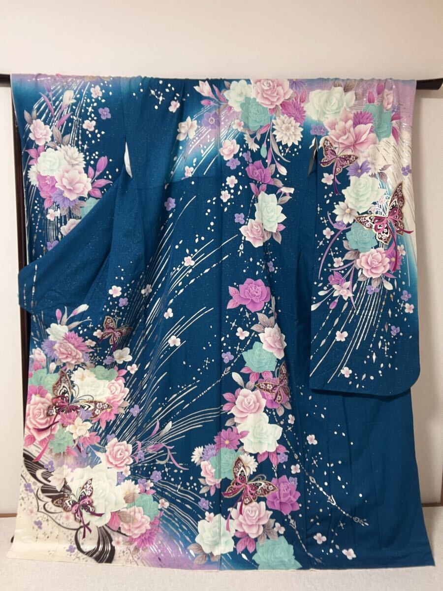 絢爛 振袖 着丈165.5cm 正絹 成人式 卒業式 結婚式 金銀彩 鮮色 ハジックガード拍卖