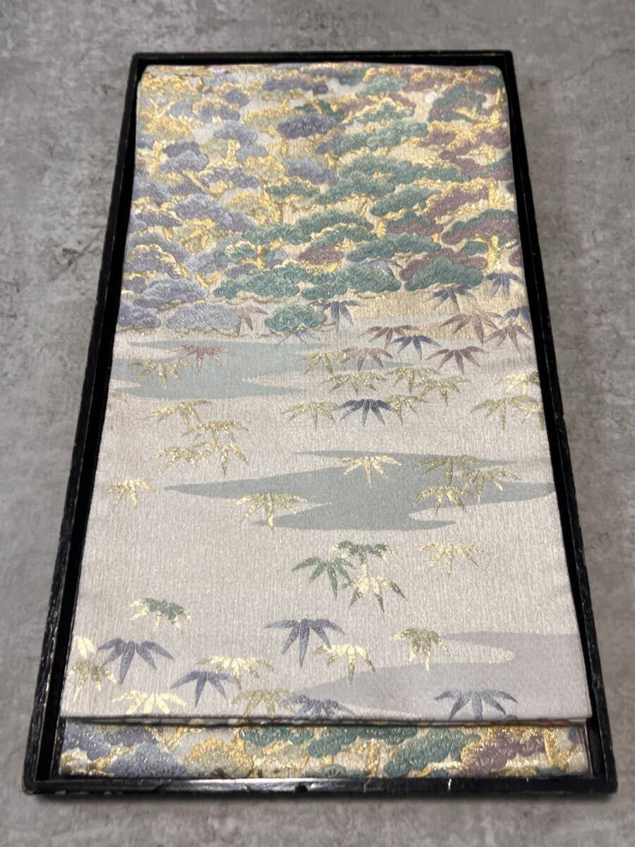 帯 逸品 唐織 織物 正絹 袋帯 きもの 和装 呉服 金糸 梅松拍卖