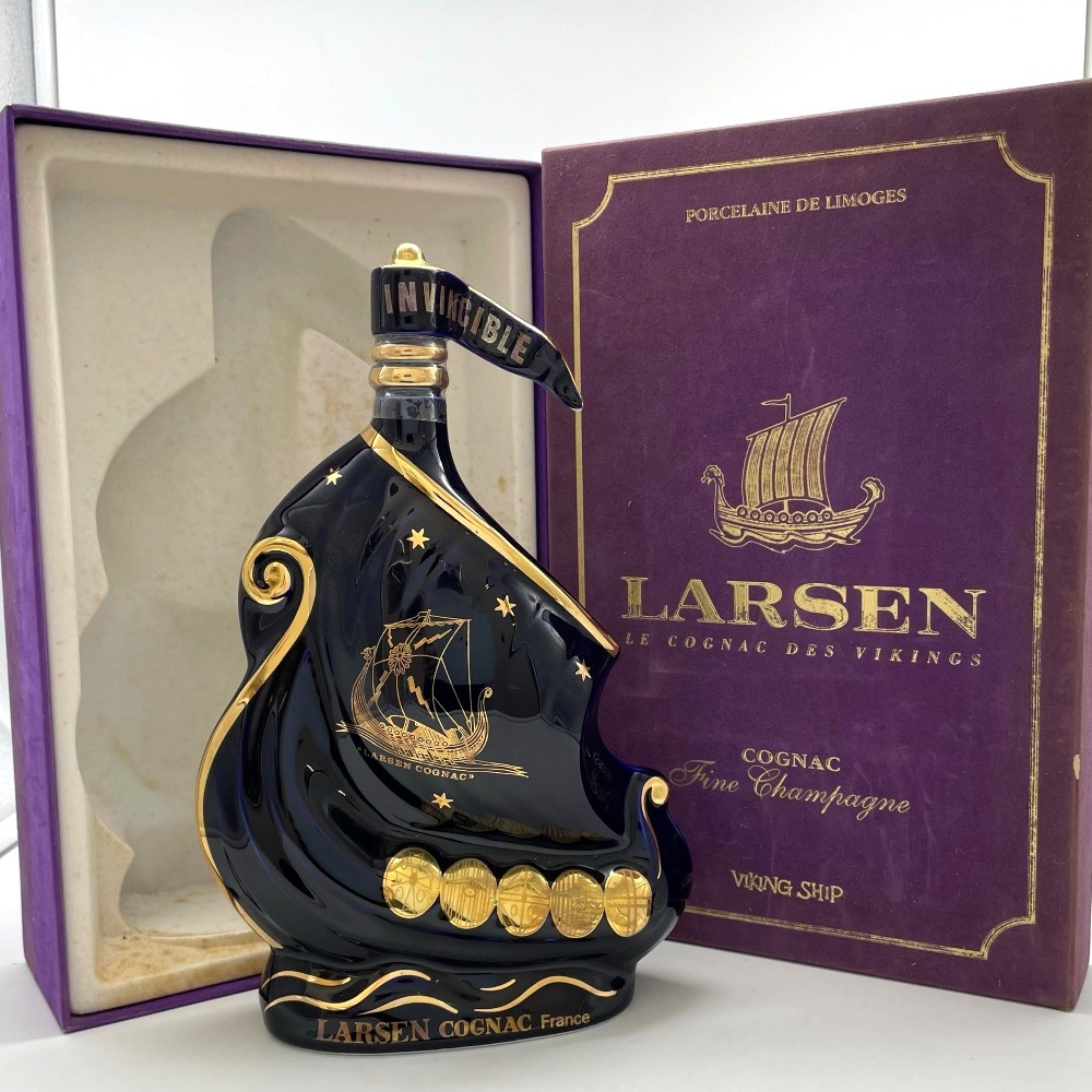 ラーセン シップボトル 1493g 箱あり コニャック COGNAC ヴァイキング バイキング 船型 700ml 40% 洋酒 古酒 未開栓 LARSEN ブランデー拍卖
