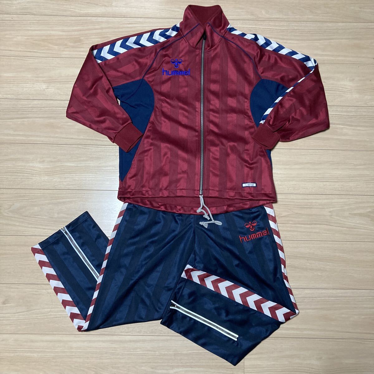 hummel ヒュンメル ジャージ ジップアップ 上下セット セットアップ Sサイズ ワインレッド ネイビー サッカー フットサル拍卖