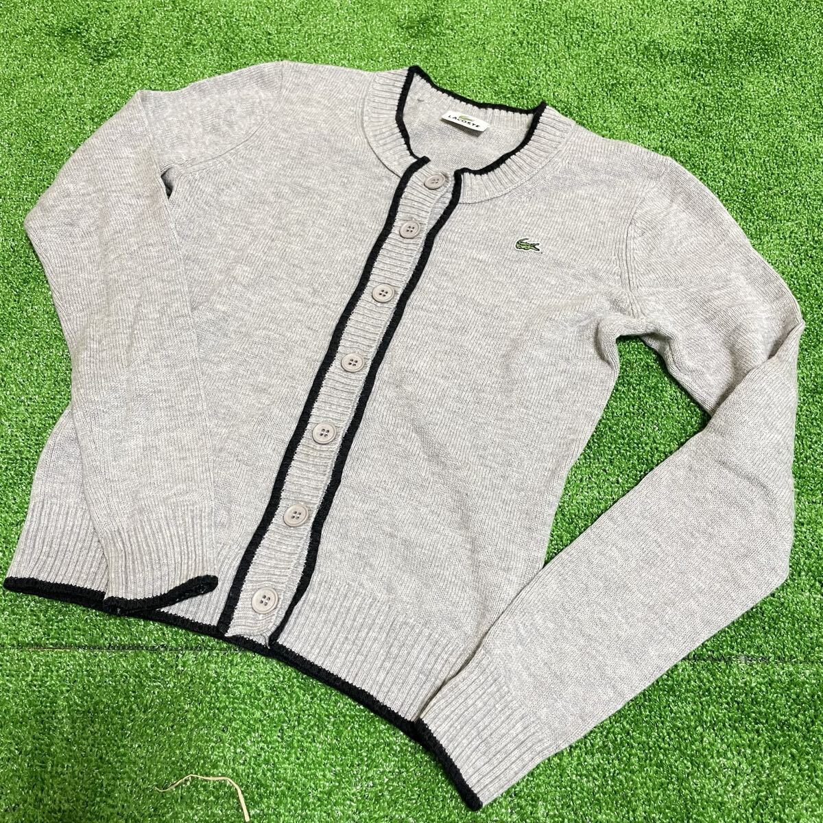 LACOSTE ラコステ カーディガン ニット カシミヤ ウール グレー 秋服 秋冬 アパレル51拍卖