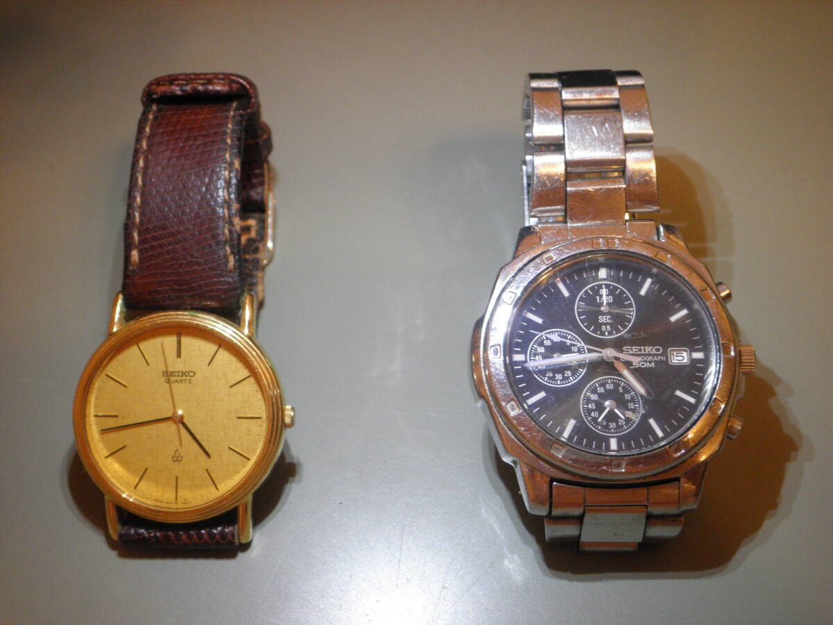SEIKO 腕時計7T92-0CA0 クロノグラフ クオーツ(稼働品)SEIKO 5931-7030 ゴールド (稼働品)2本セット販売です 拍卖