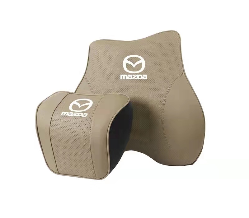 新作 マツダ 首枕 高級革 ネックパッド 腰クッション 高品質 車用 背もたれクッション ネックピロー ヘッドレスト通気性弾性★4色選択★拍卖