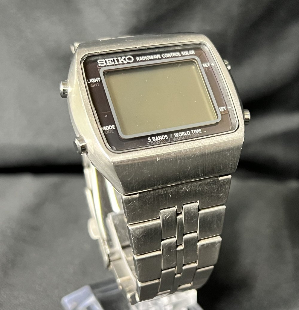 【6PW228】1円スタート SEIKO セイコー SPIRIT スピリット S760-0AA0 デジタル腕時計 不動品 電波ソーラー 5 BANDS クロノグラフ アラーム拍卖