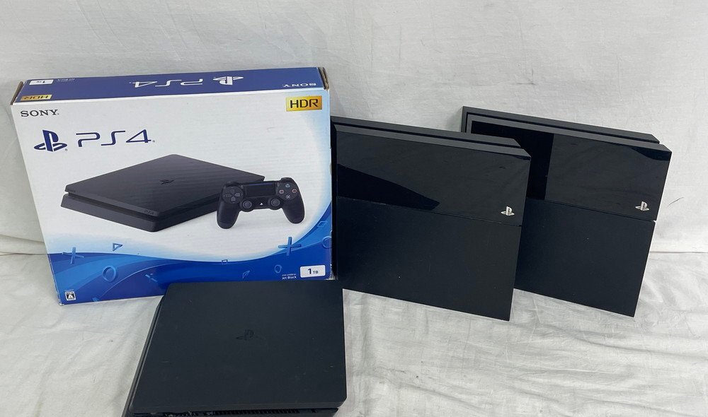 【12P3232】1円スタート SONY プレイステーション4 プレステ4 PS4 3台まとめ CUH-1000A CHU-1100A CHU-2200B 本体 ブラック 1TB ゲーム機拍卖