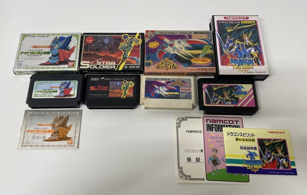 【5P2674】1円スタート ファミコン ソフト4点まとめ ドラゴンスピリット テラクレスタ スターソルジャー ナイトガンダム 動作確認済み拍卖