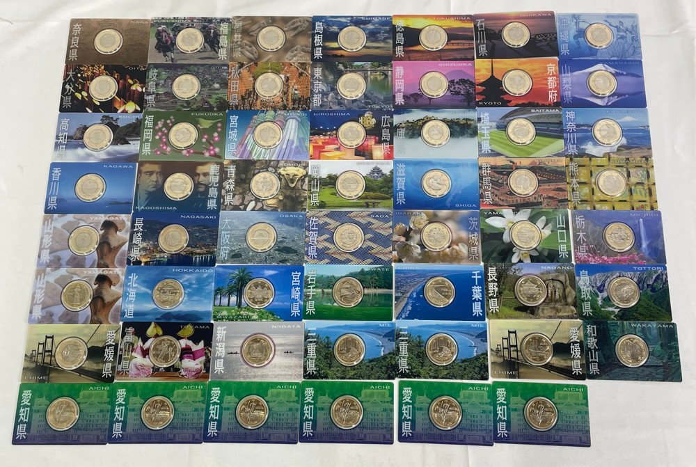 【6PP076】1円スタート 造幣局 地方自治法施行六十周年記念 5百円バイカラー・クラッド貨幣収納バインダー 55点まとめ 47都道府県全種あり拍卖