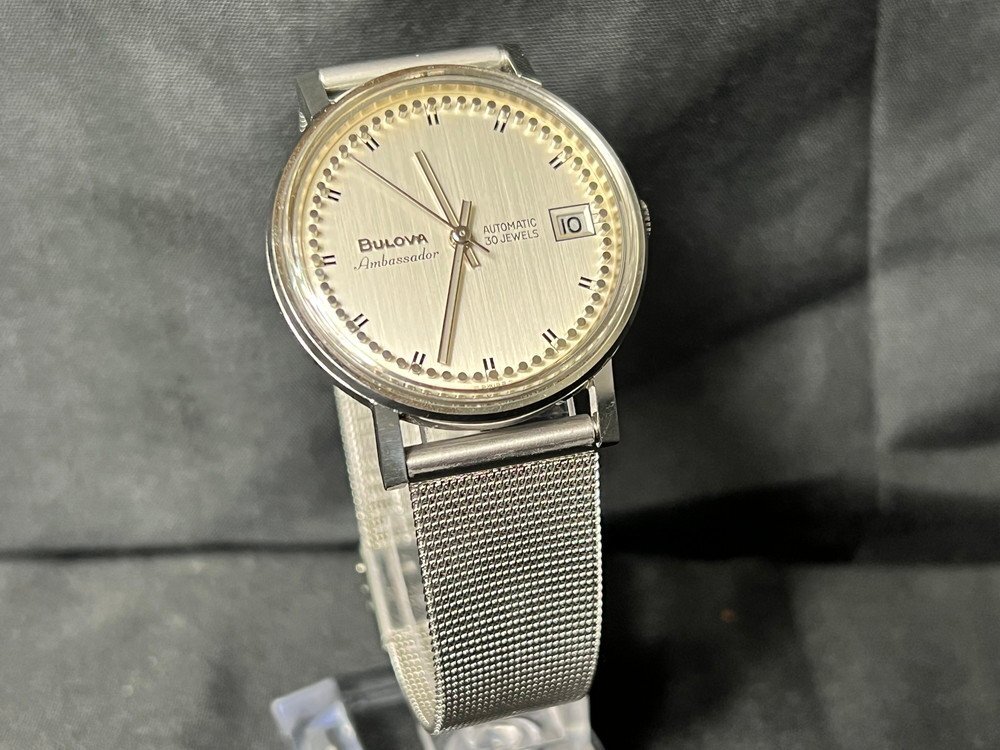 【6PW199】1円スタート BULOVA ブローバ Ambassador アンバサダー 腕時計 ウォッチ 稼動品 自動巻き 30石 デイト 3針 現状品拍卖