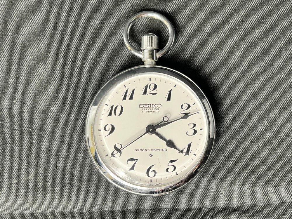 【6PW206】1円スタート SEIKO セイコー PRECISION プレシジョン 6110-0010T 懐中時計 ウォッチ 稼動品 手巻き 21石 白文字盤 現状品拍卖