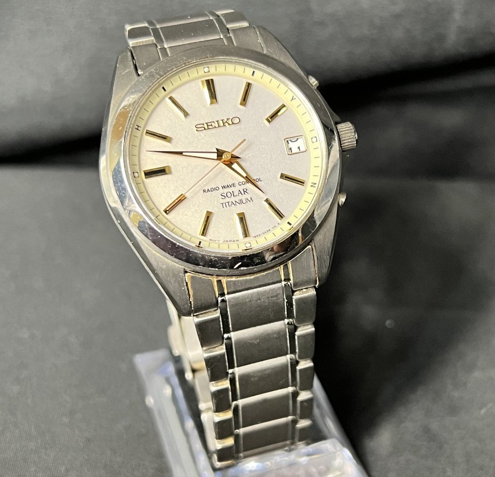 【6PW202】1円スタート SEIKO セイコー RADIO WAVE CONTROL 7B52-0AK0 腕時計 ウォッチ 稼動品 ソーラー電波 チタン デイト 3針 現状品拍卖