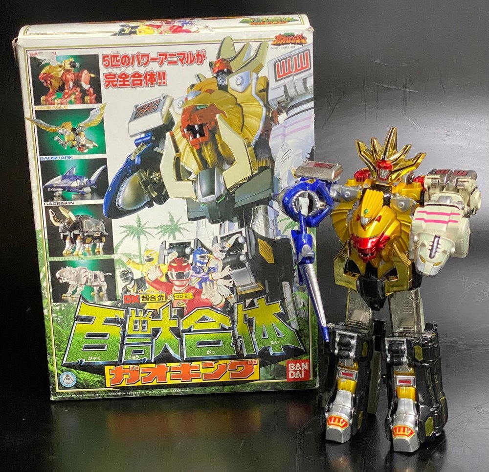 【6P3762】1円スタート BANDAI 百獣戦隊ガオレンジャー DX超合金 百獣合体ガオキング 変形ロボット 箱付 玩具 趣味 コレクション 現状品拍卖