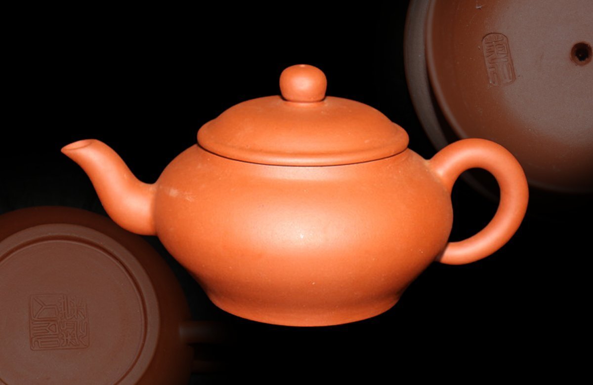 【江】時代 中国古玩 唐物 朱泥平丸後手急須 高さ7㎝ 在銘 古美術品(茶道具煎茶器茶注土瓶)AX1694 CTDBqaii拍卖