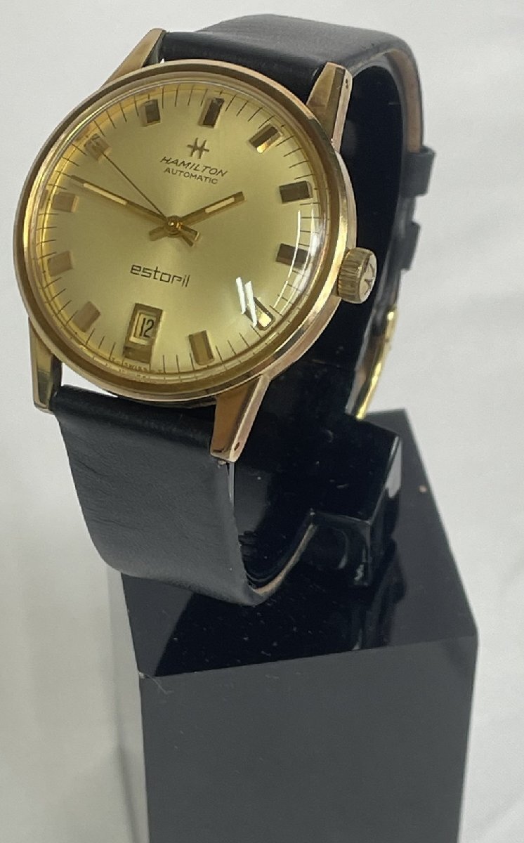 【6PW213】1円スタート HAMILTON ハミルトン ESTORIL エストリル 300 64003-4 腕時計 稼動品 自動巻き デイト ゴールド文字盤 現状品拍卖