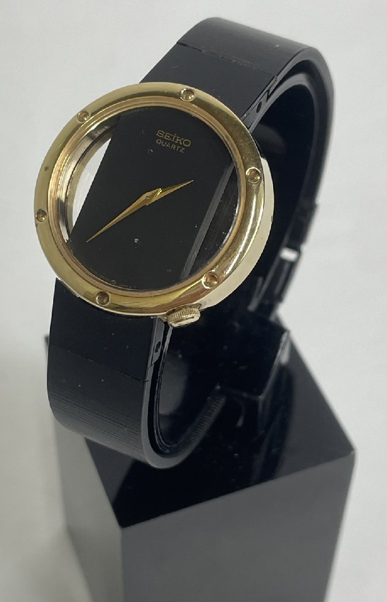 【6PW204】1円スタート SEIKO Chariot セイコー シャリオ 1E20-0180 腕時計 ウォッチ 稼動品 クオーツ 両面クリア ブラック×ゴールド拍卖