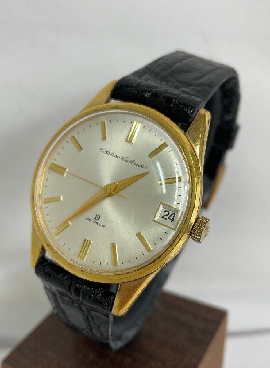 【6PW218】1円スタート RICOH リコー Chateau Calendar シャトーカレンダー 54118 腕時計 ウォッチ 稼動品 手巻き 19石 デイト 白文字盤拍卖