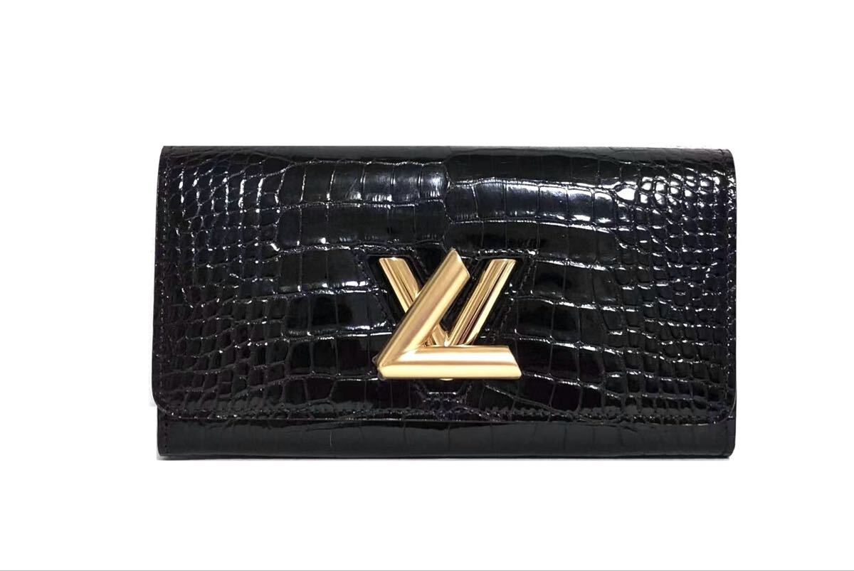 未使用展示☆ルイヴィトン 長財布 ツイスト 黒 ブラック ノワール アリゲーター クロコダイル クロコ N92017 ゴールド金具拍卖