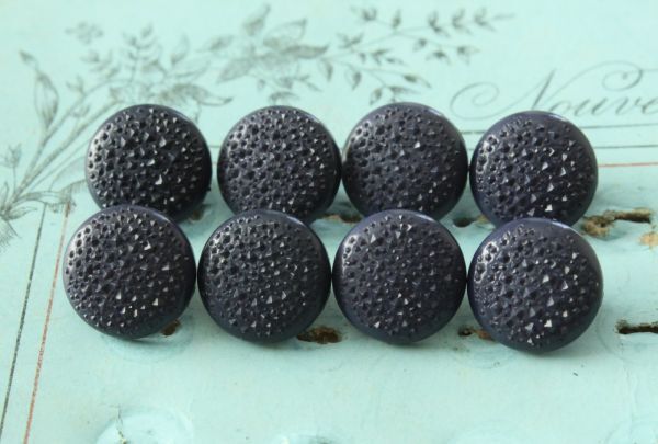 即決 プラスチックボタン 8個 φ11mm ネイビー 凹凸模様 フランス輸入拍卖