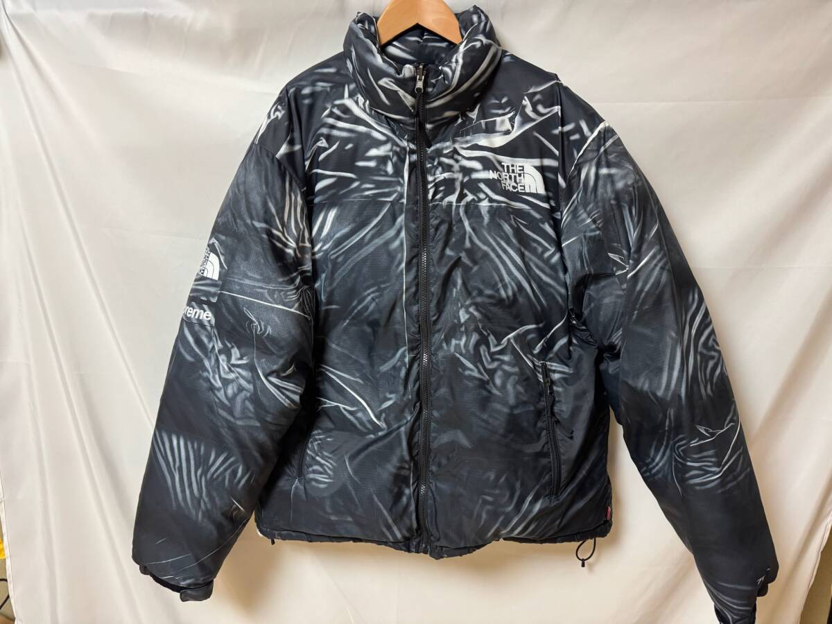 ◆ノースフェイス×シュプリーム rinted Nuptse Jacket ヌプシ ND02300I サイズL G 着丈70 クリーニング済 supreme◆R4879-TH拍卖