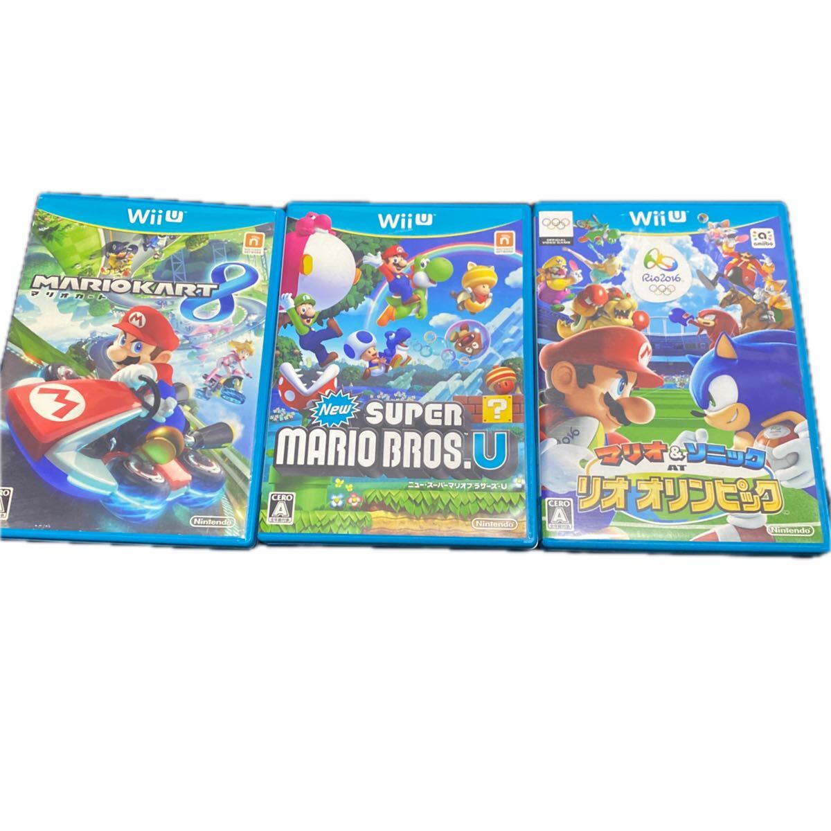 【Wii U】 New スーパーマリオブラザーズ U マリオカート マリオ ソニック リオオリンピック 3本セット 送料無料拍卖