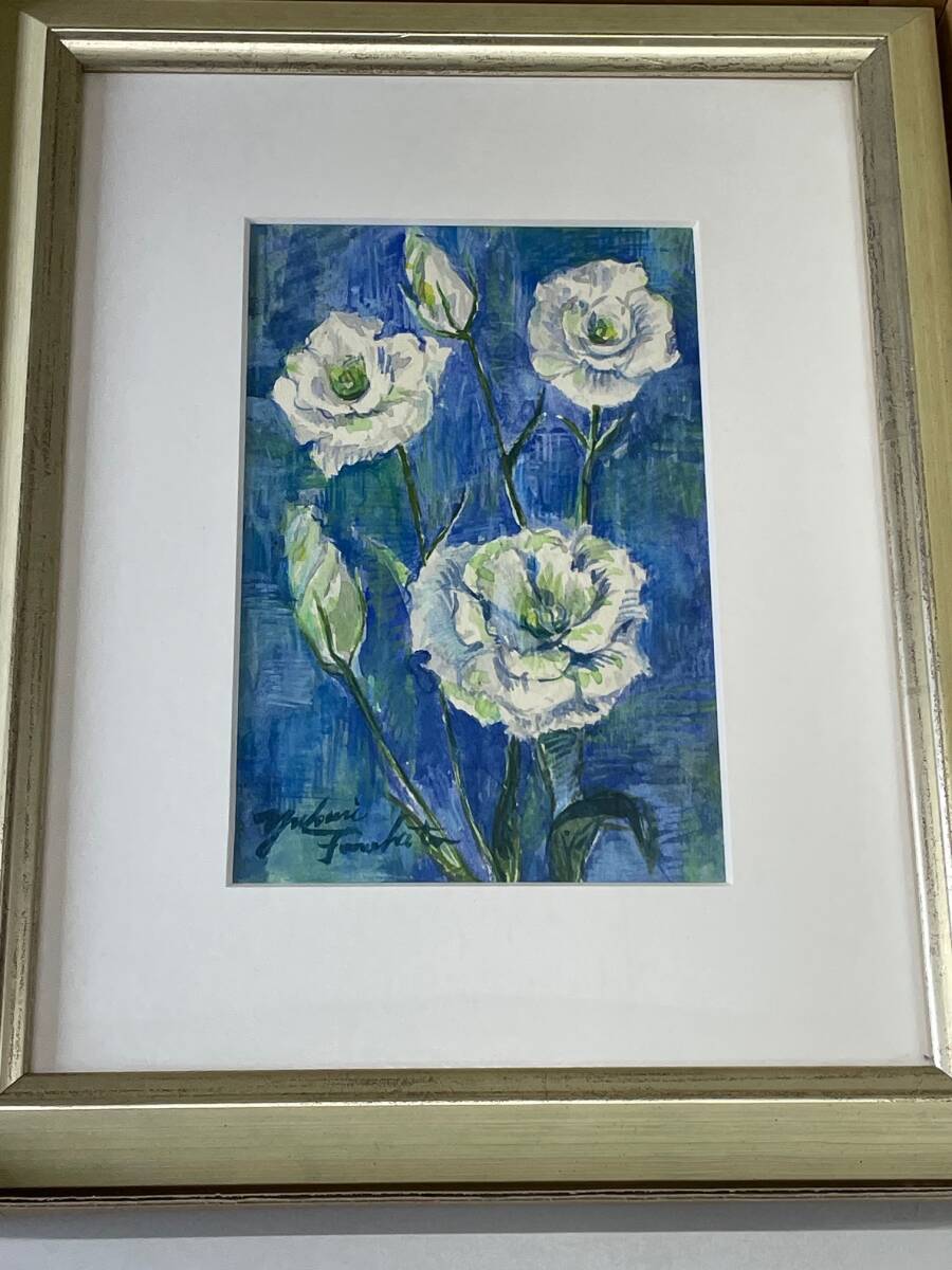 絵画 額(縦37.5×30センチ)トルコ桔梗 キキョウ 拍卖